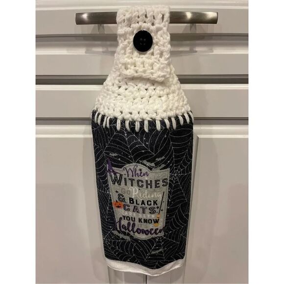 Crochet Top Kitchen Towel- Halloween when witches go riding - Picture 3 of 3